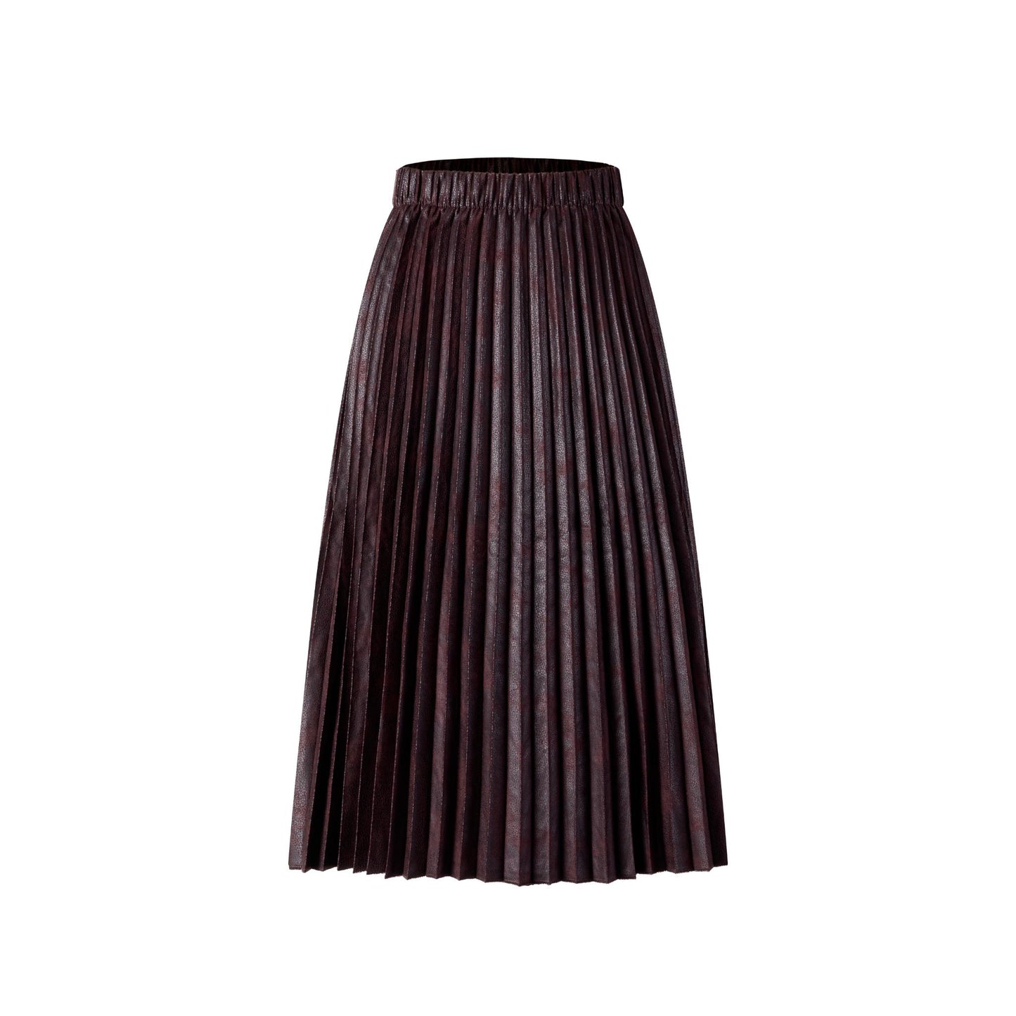 Messy Pleated Skirt - Brown