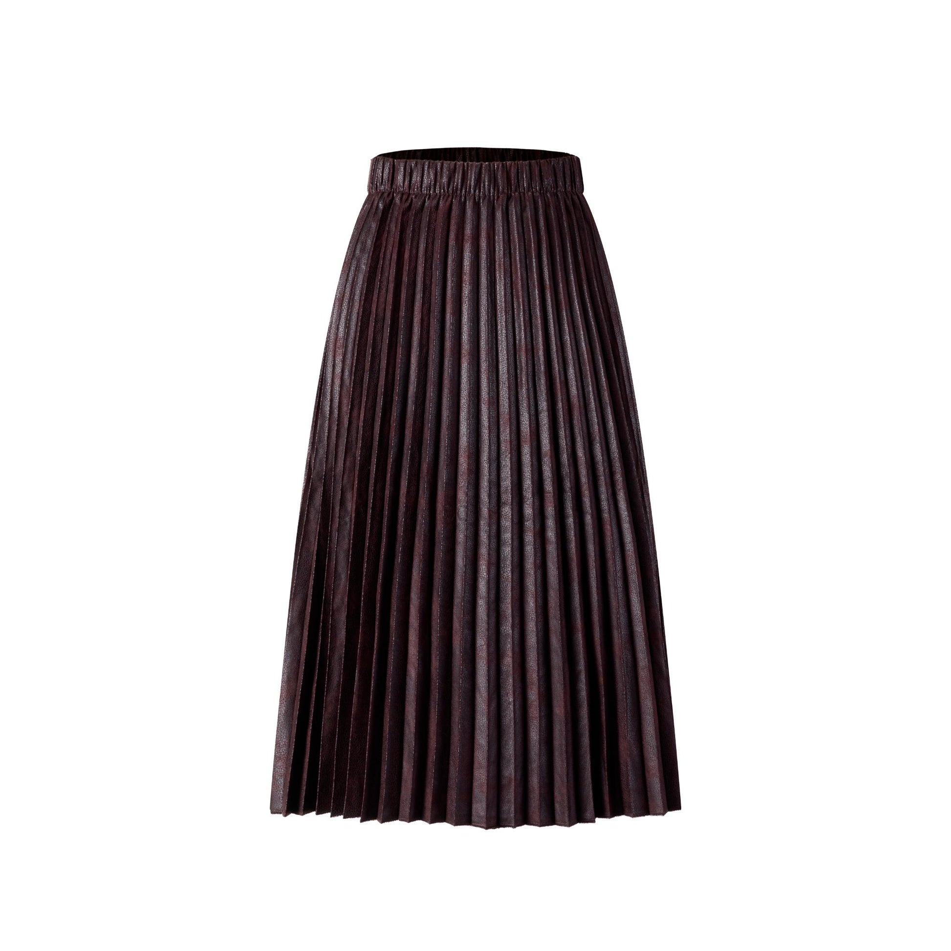 Messy Pleated Skirt - Brown