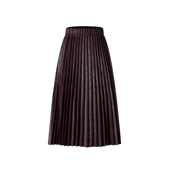 Messy Pleated Skirt - Brown