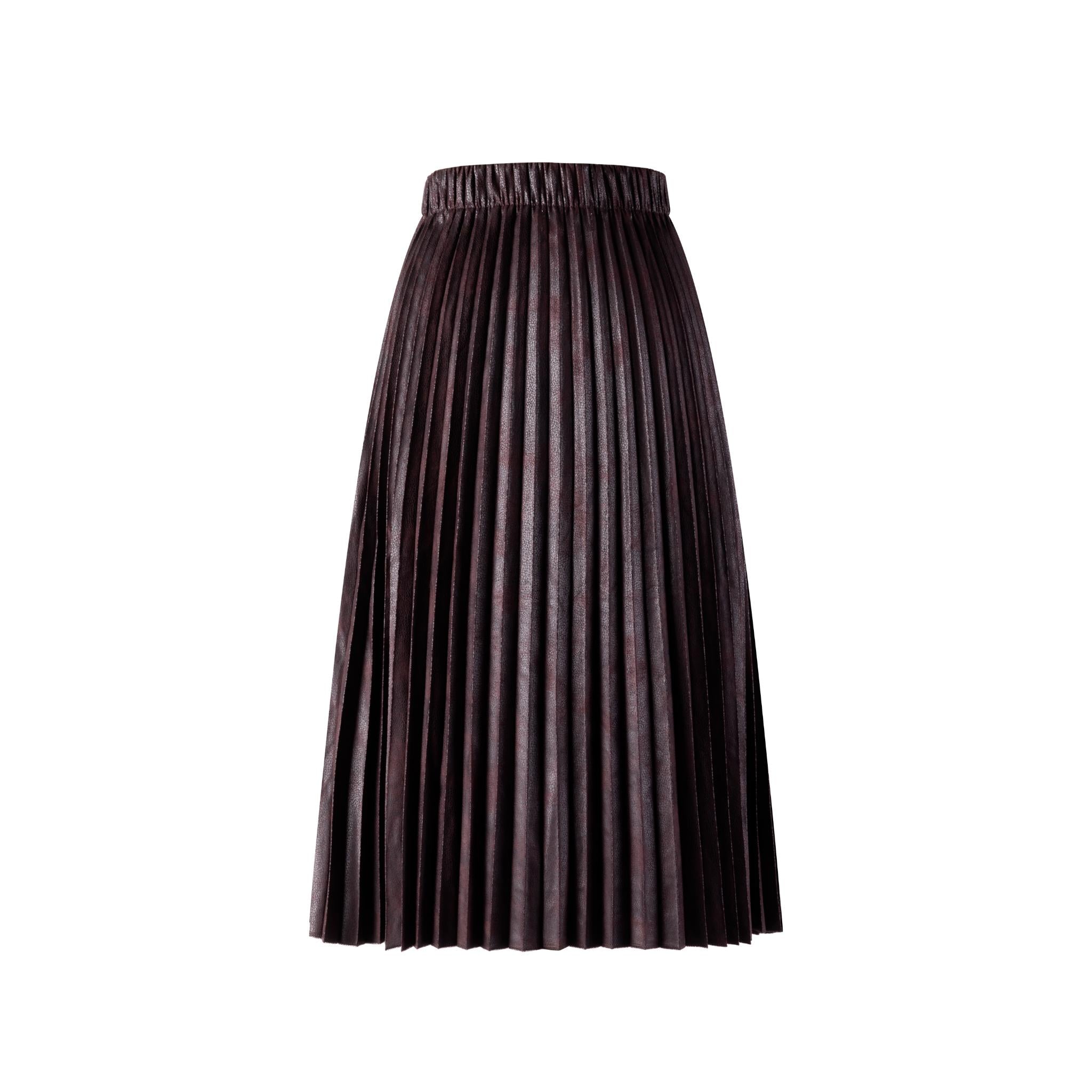 Messy Pleated Skirt - Brown
