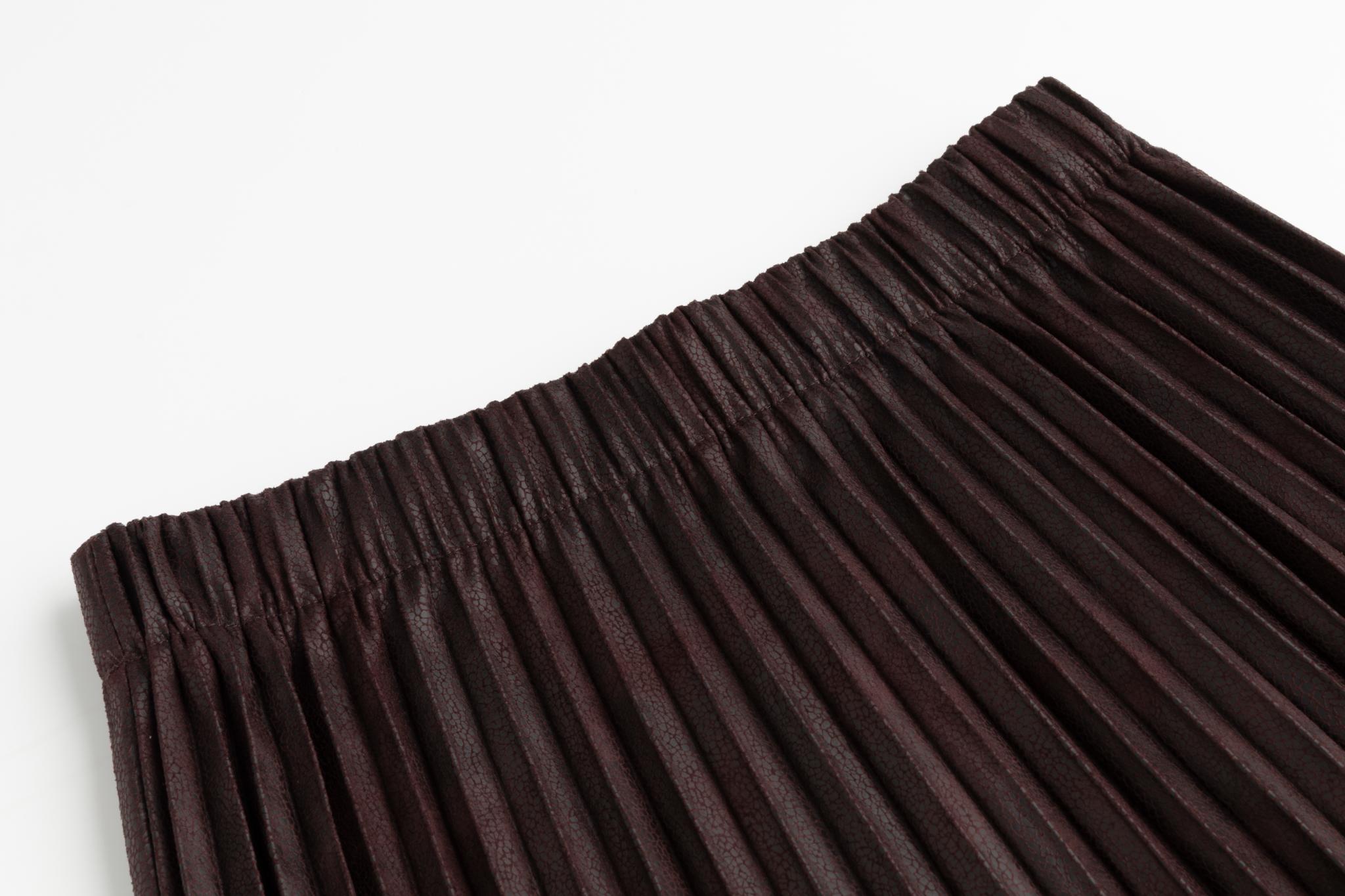 Messy Pleated Skirt - Brown
