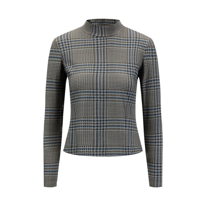 Houndstooth Mock Neck