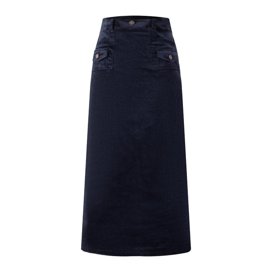 Corduroy Straight Skirt - Navy