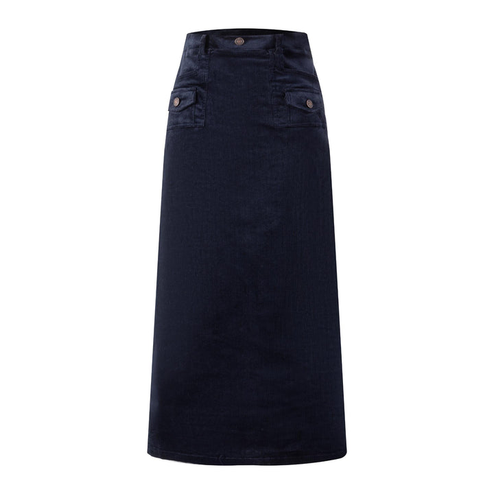Corduroy Straight Skirt - Navy