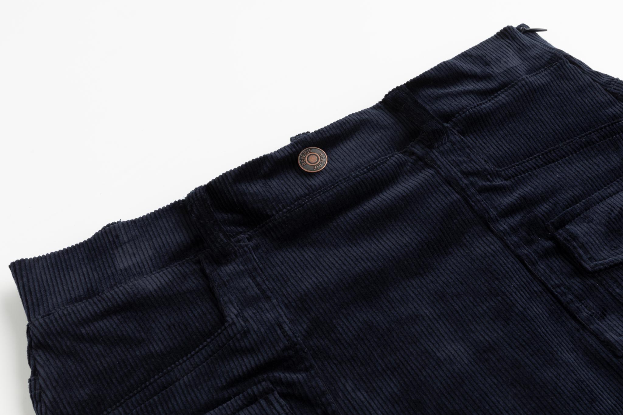 Corduroy Straight Skirt - Navy