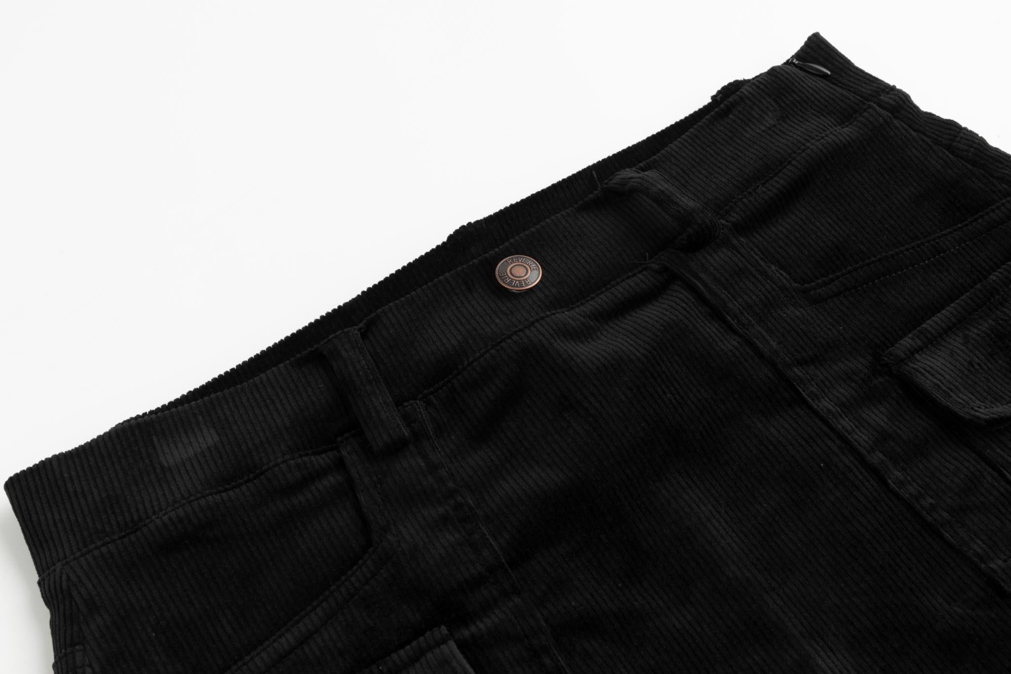 Corduroy Straight Skirt - Black