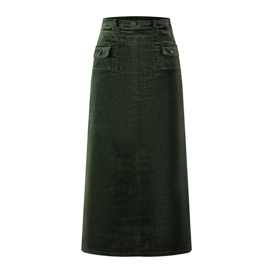 Corduroy Straight Skirt - Hunter Green