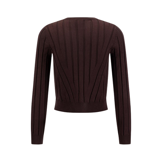 Wide Ribbed Knit Top - Brown