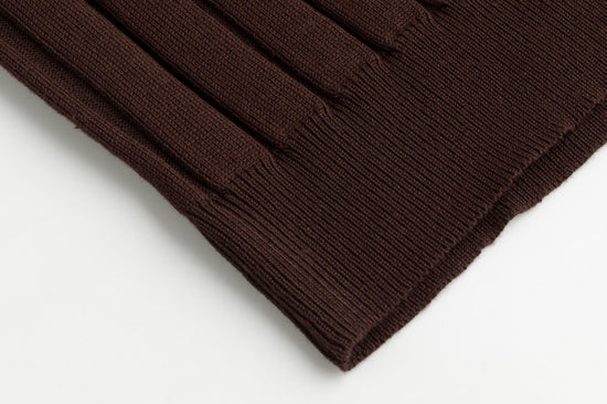 Wide Ribbed Knit Top - Brown