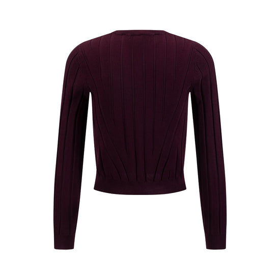 Wide Ribbed Knit Top - Burgundy