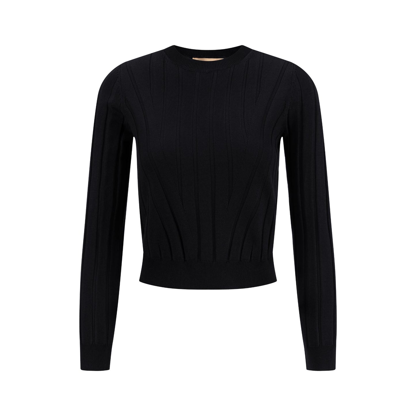 Wide Ribbed Knit Sweater - Black