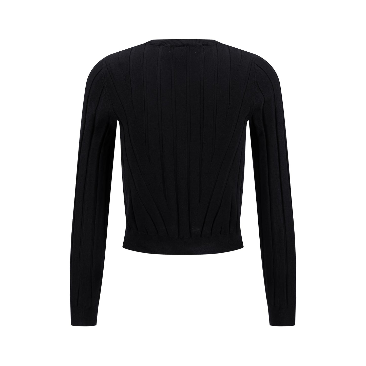 Wide Ribbed Knit Sweater - Black
