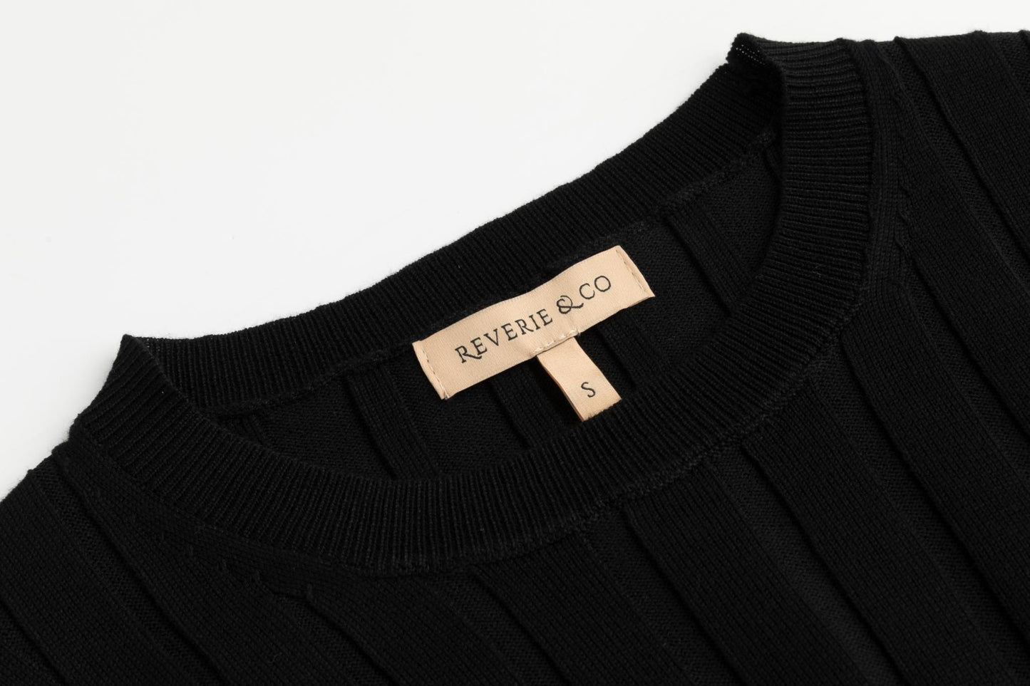 Wide Ribbed Knit Sweater - Black