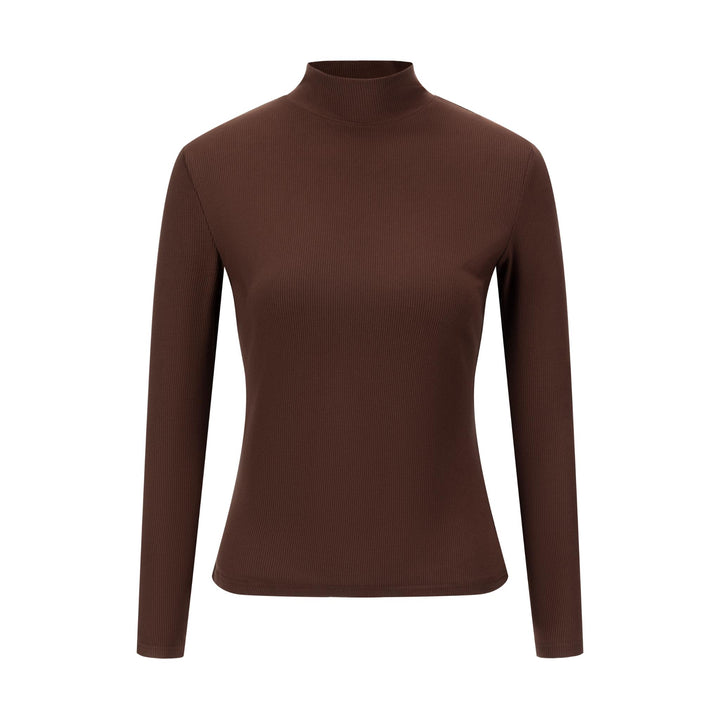 Ribbed Mock Neck - Brown