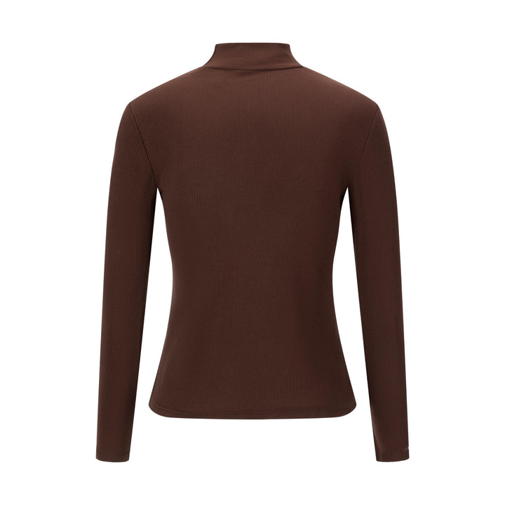 Ribbed Mock Neck - Brown