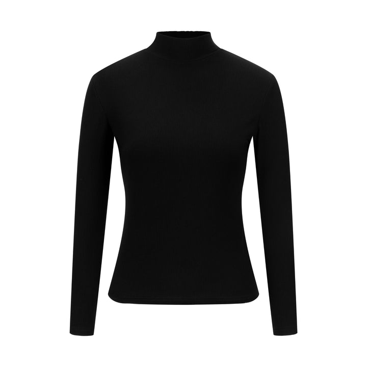 Ribbed Mock Neck - Black