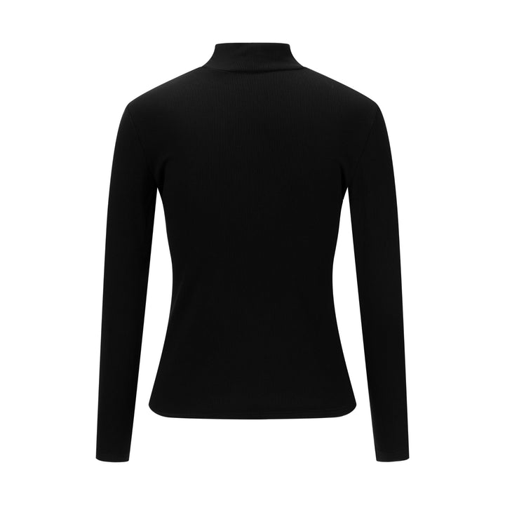 Ribbed Mock Neck - Black
