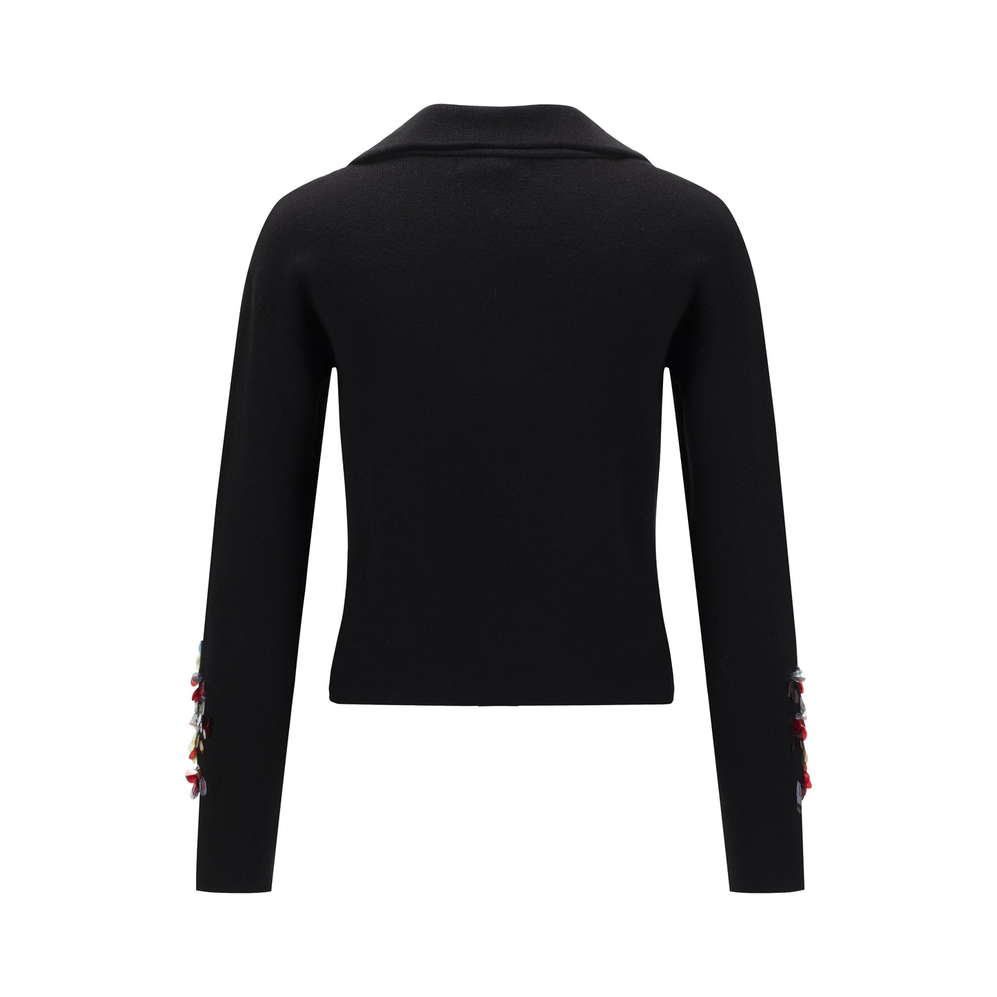 Black Knit Blazer With Beading