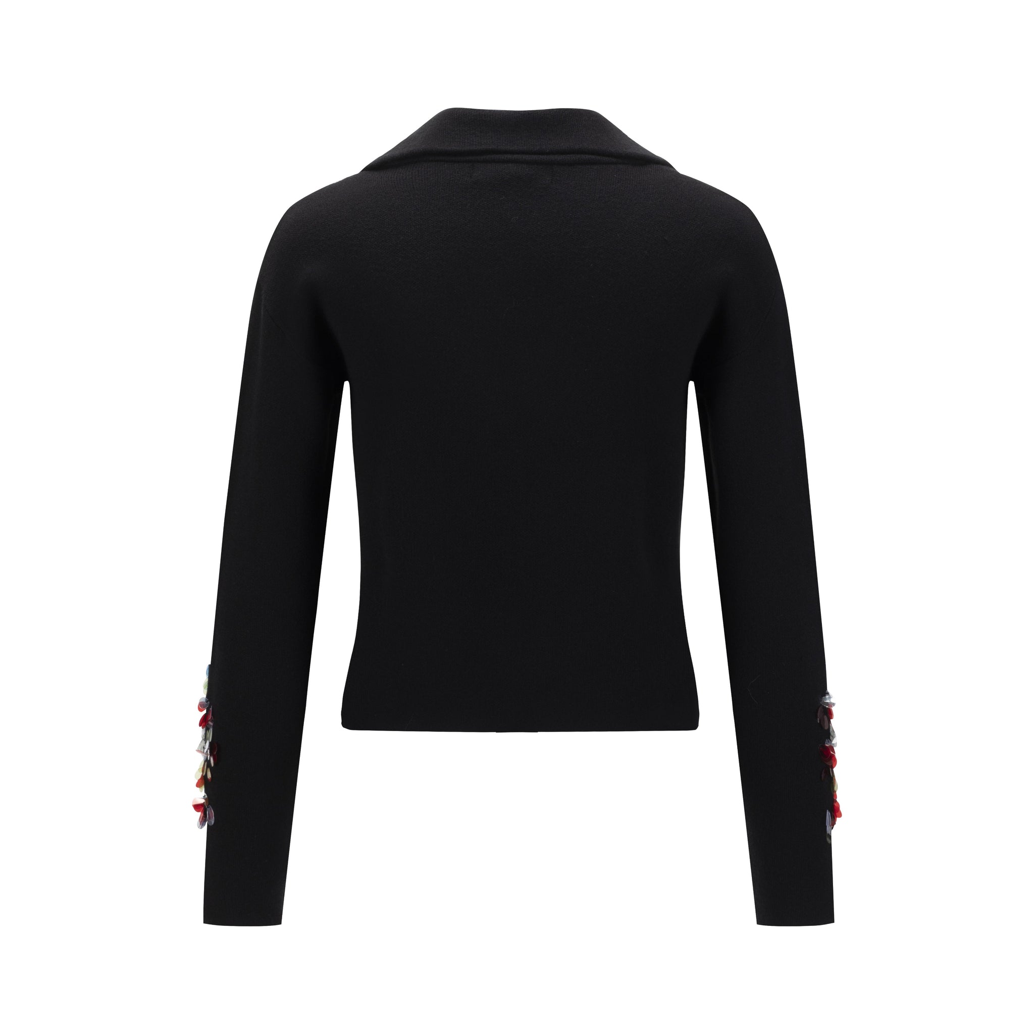 Black Knit Blazer With Beading