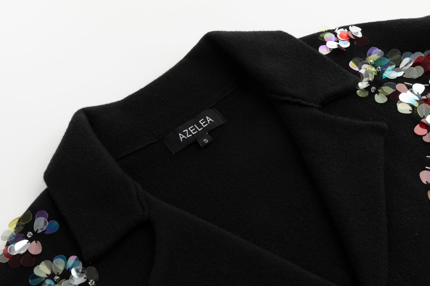 Black Knit Blazer With Beading