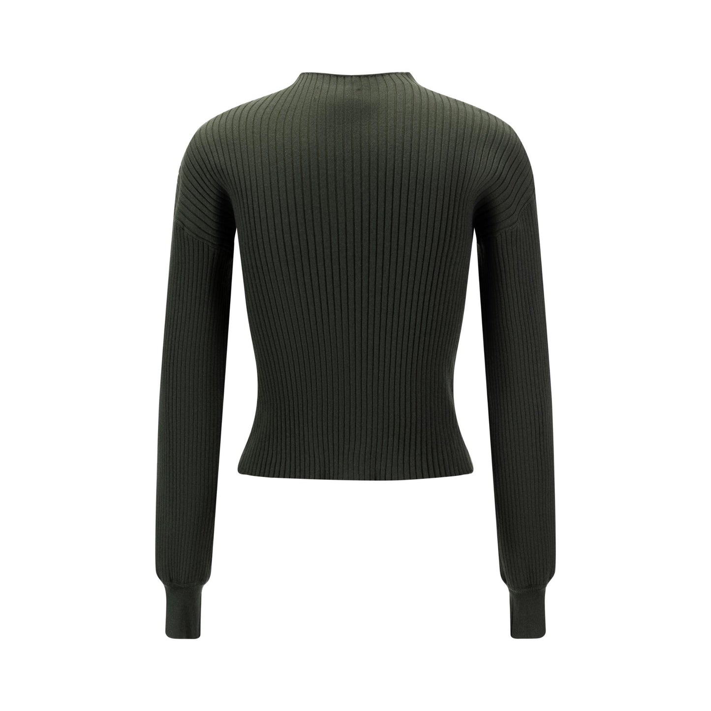 Green Ribbed Mock Neck Top