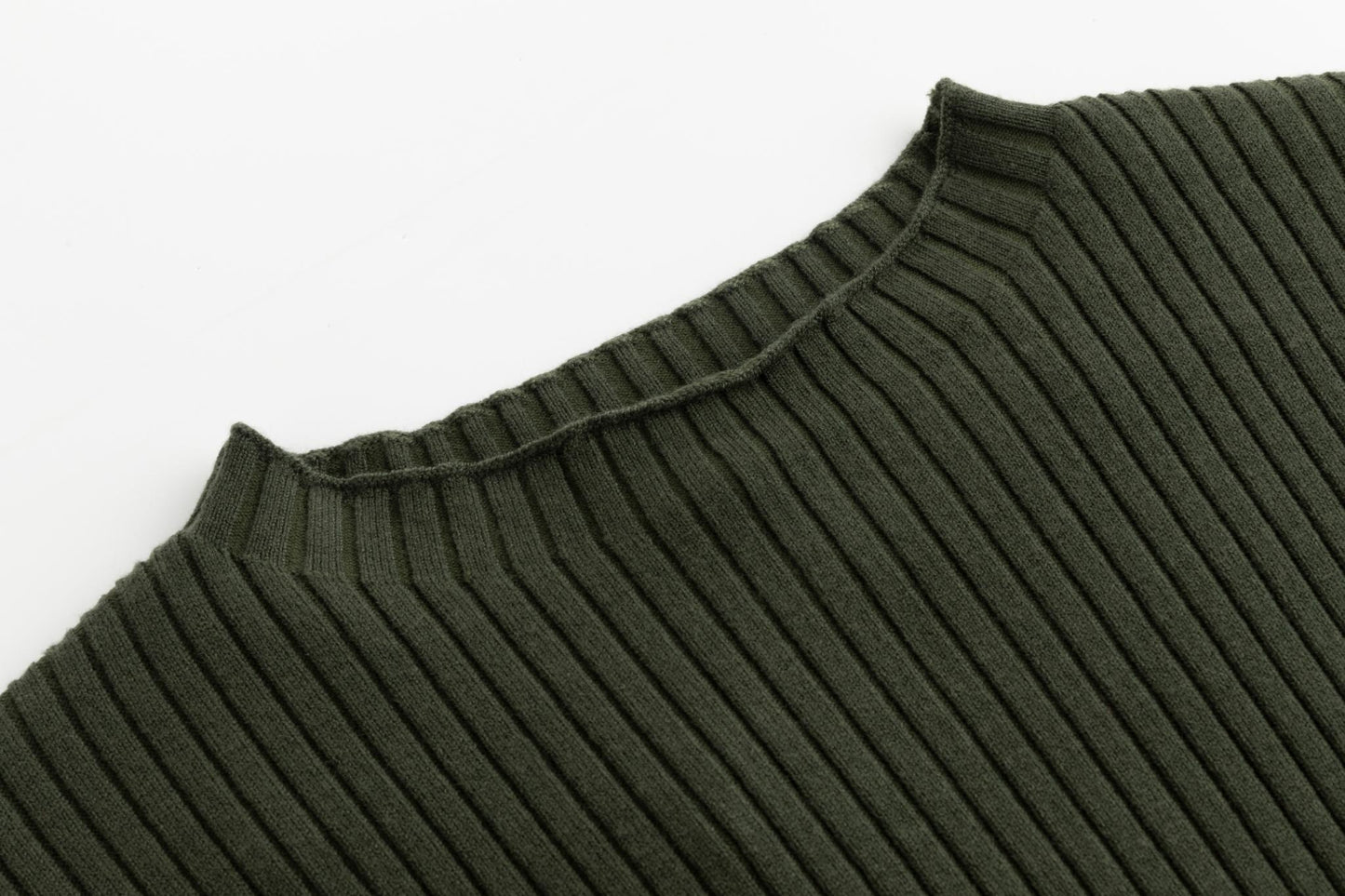 Green Ribbed Mock Neck Top