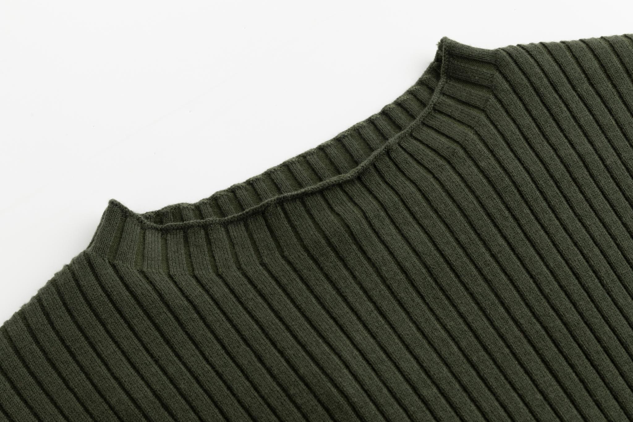 Green Ribbed Mock Neck Top