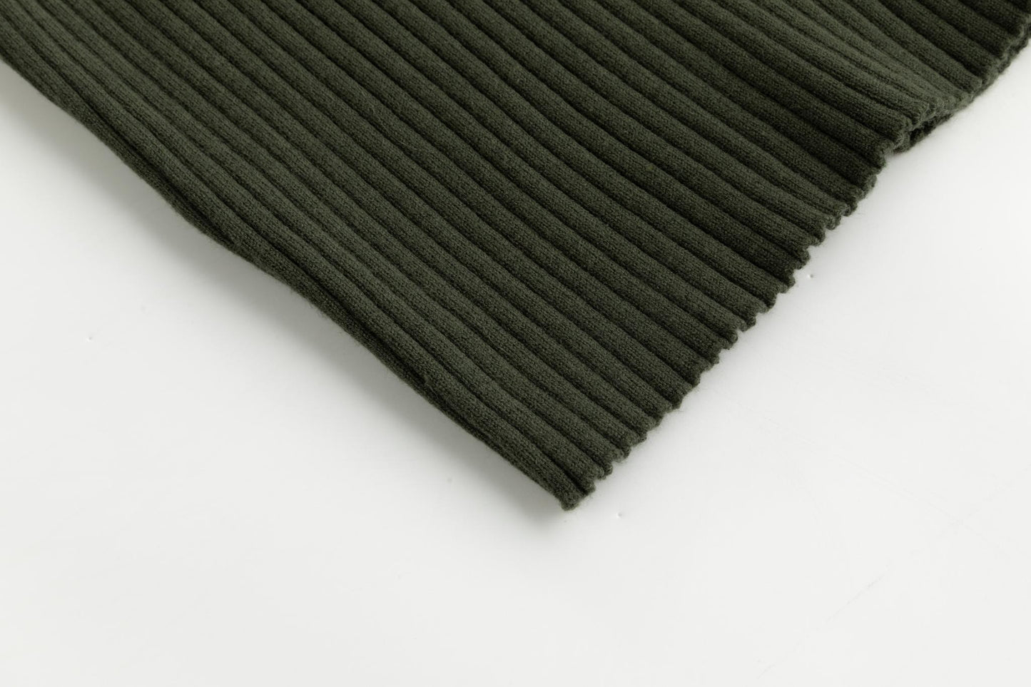 Green Ribbed Mock Neck Top