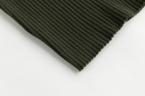 Green Ribbed Mock Neck Top