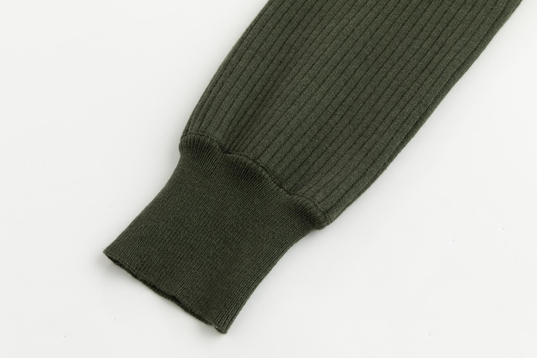 Green Ribbed Mock Neck Top