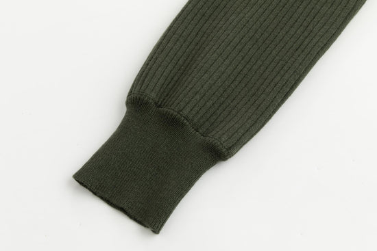 Green Ribbed Mock Neck Top