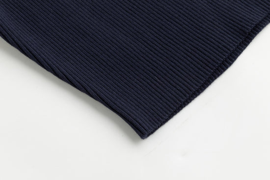 Blue Knit Mock Neck Top