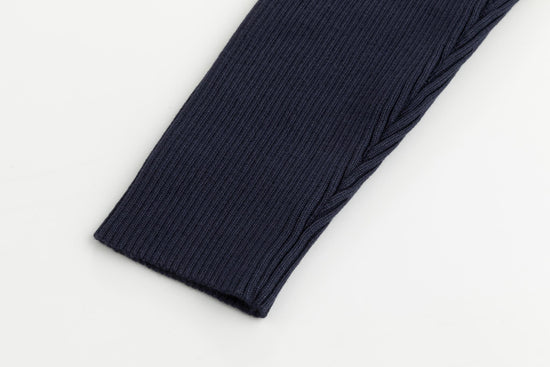 Blue Knit Mock Neck Top