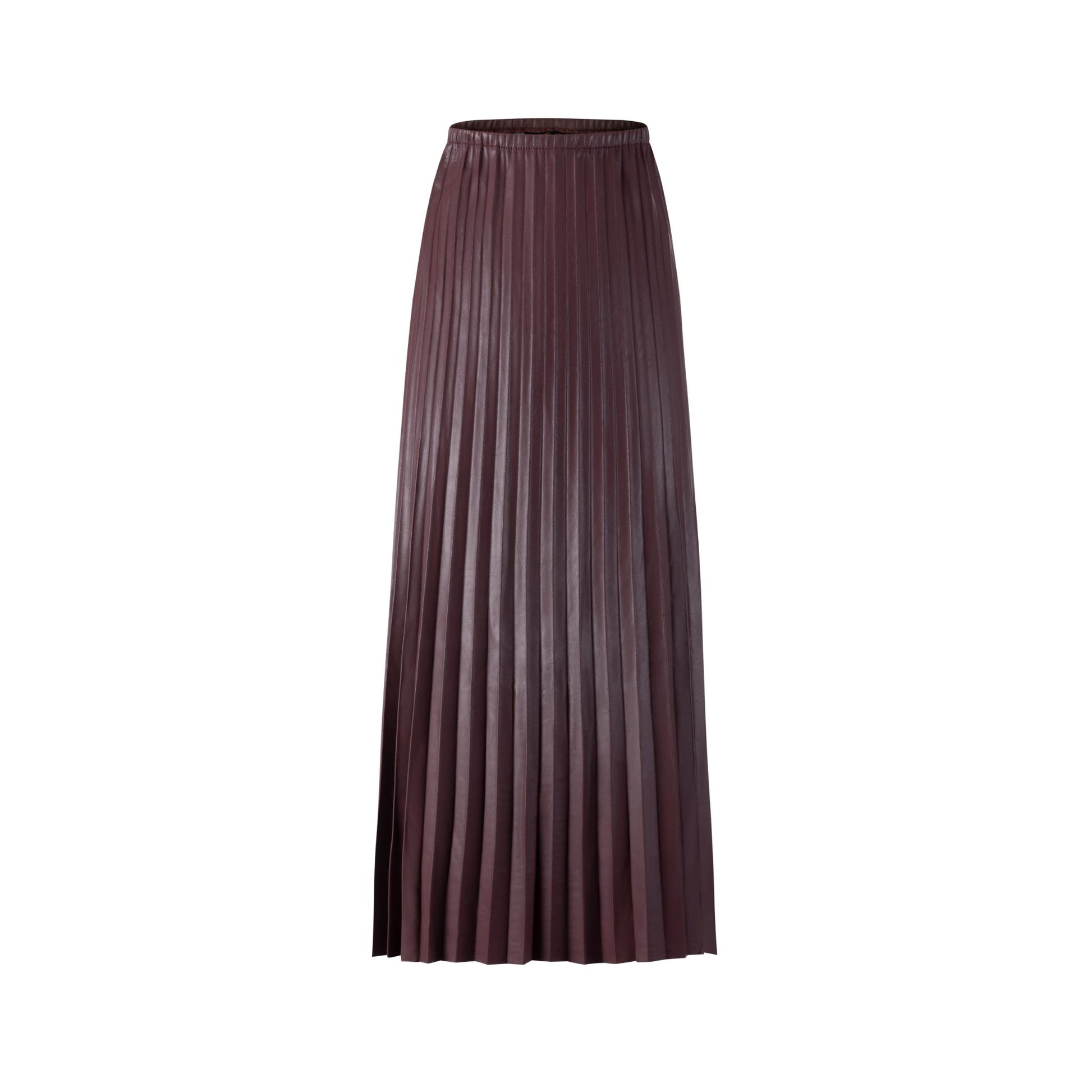 Leather Burgundy Pleated Skirt