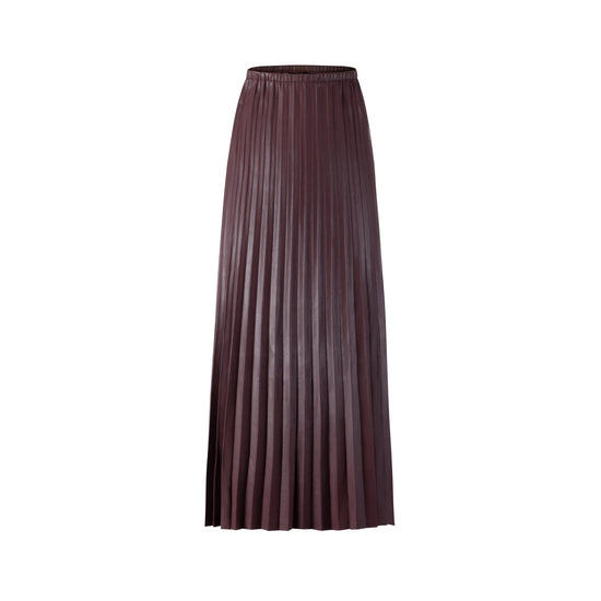 Leather Burgundy Pleated Skirt