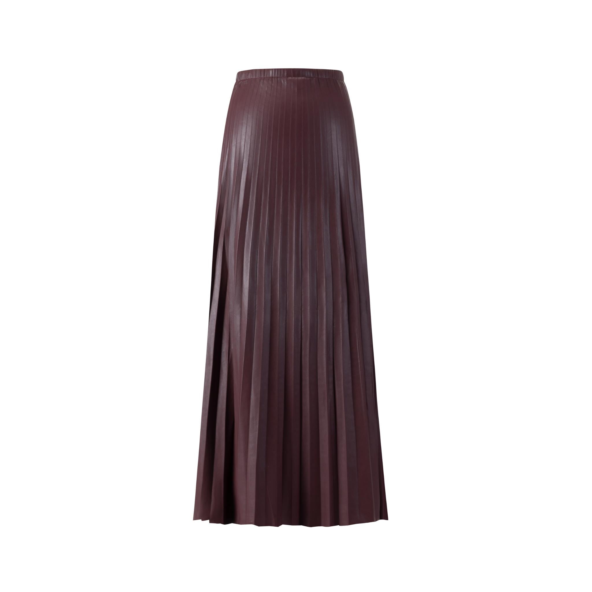 Leather Burgundy Pleated Skirt