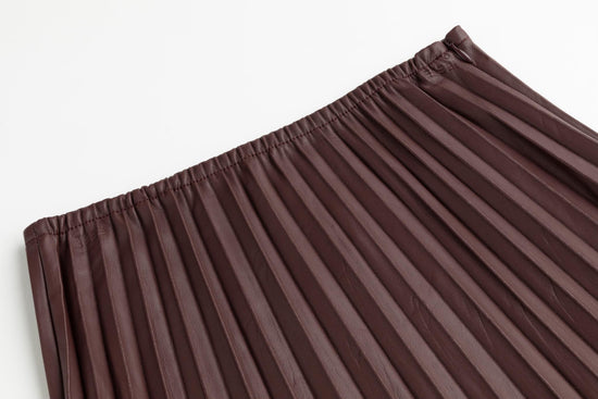 Leather Burgundy Pleated Skirt