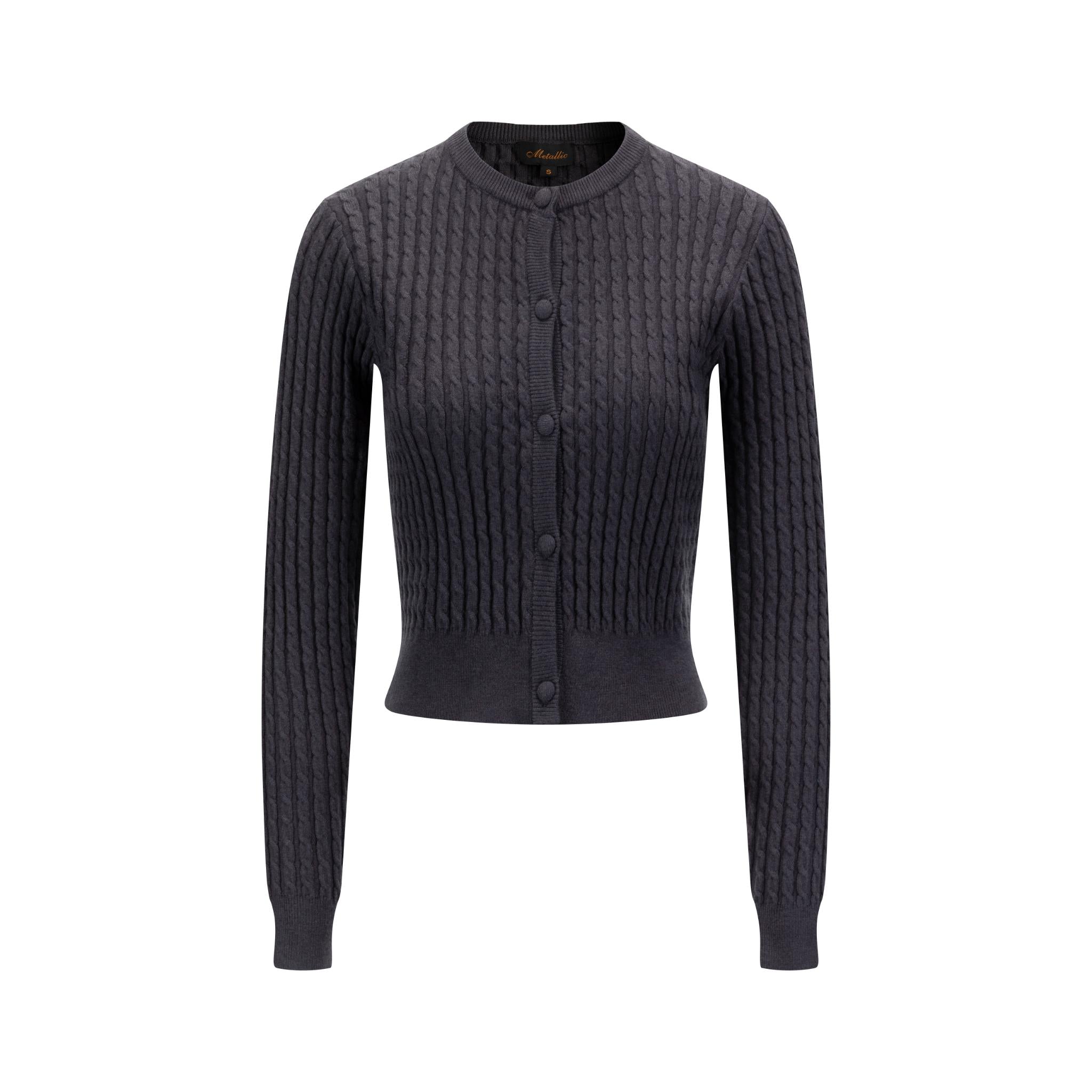 Grey Cable Knit Cardigan