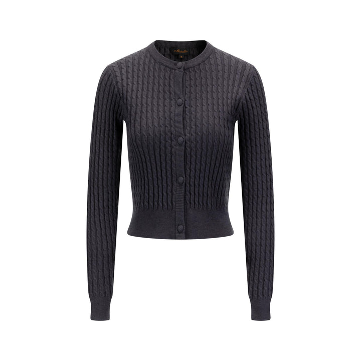 Grey Cable Knit Cardigan