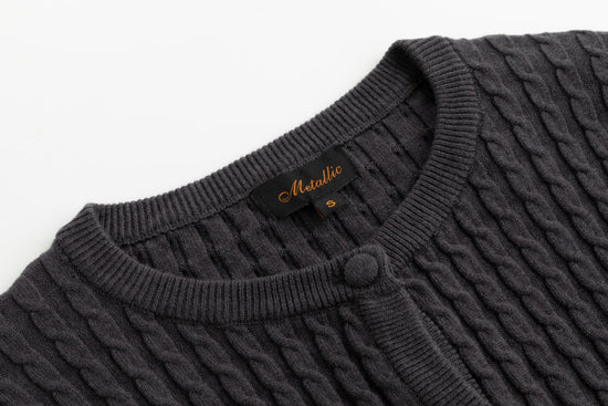 Grey Cable Knit Cardigan