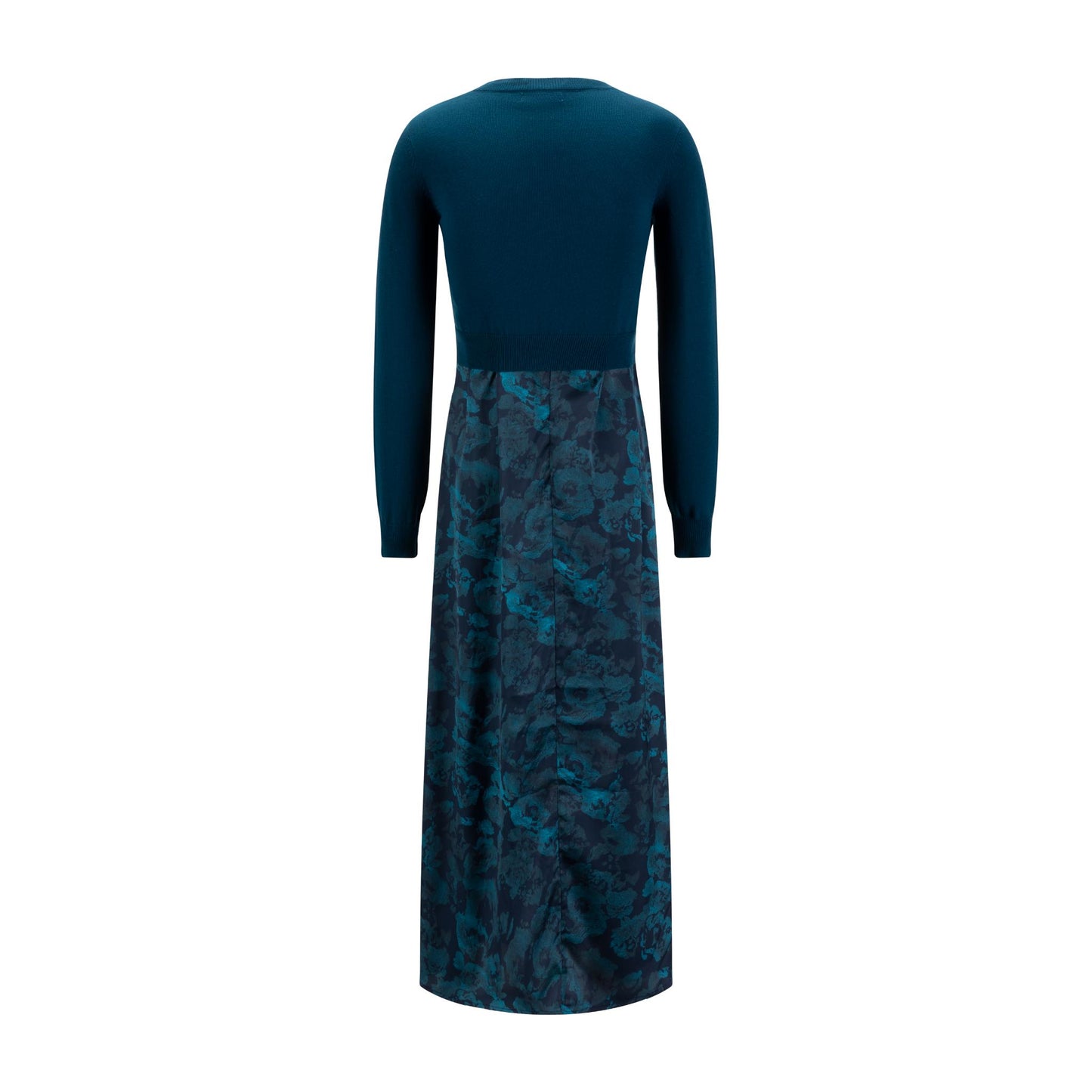 Teal Floral Dress With Solid Cardigan