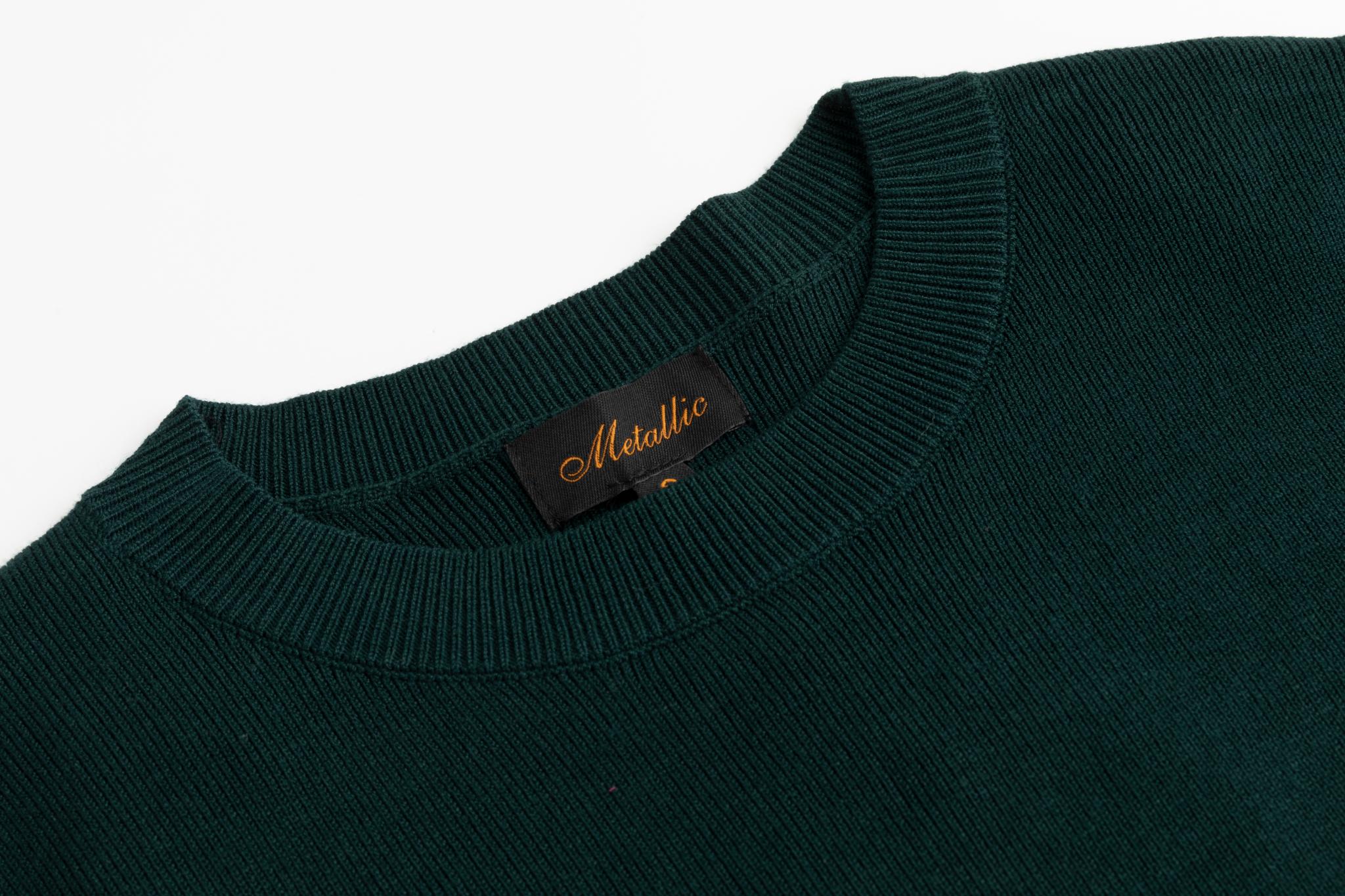 Emerald Green Knit Overlay And Printed Satin Dress