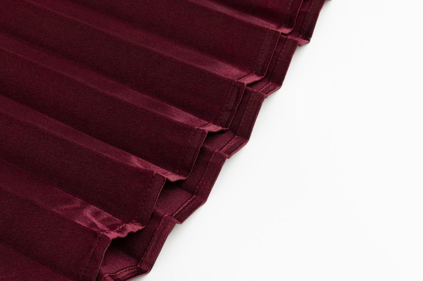 Burgundy Pleated Satin Skirt