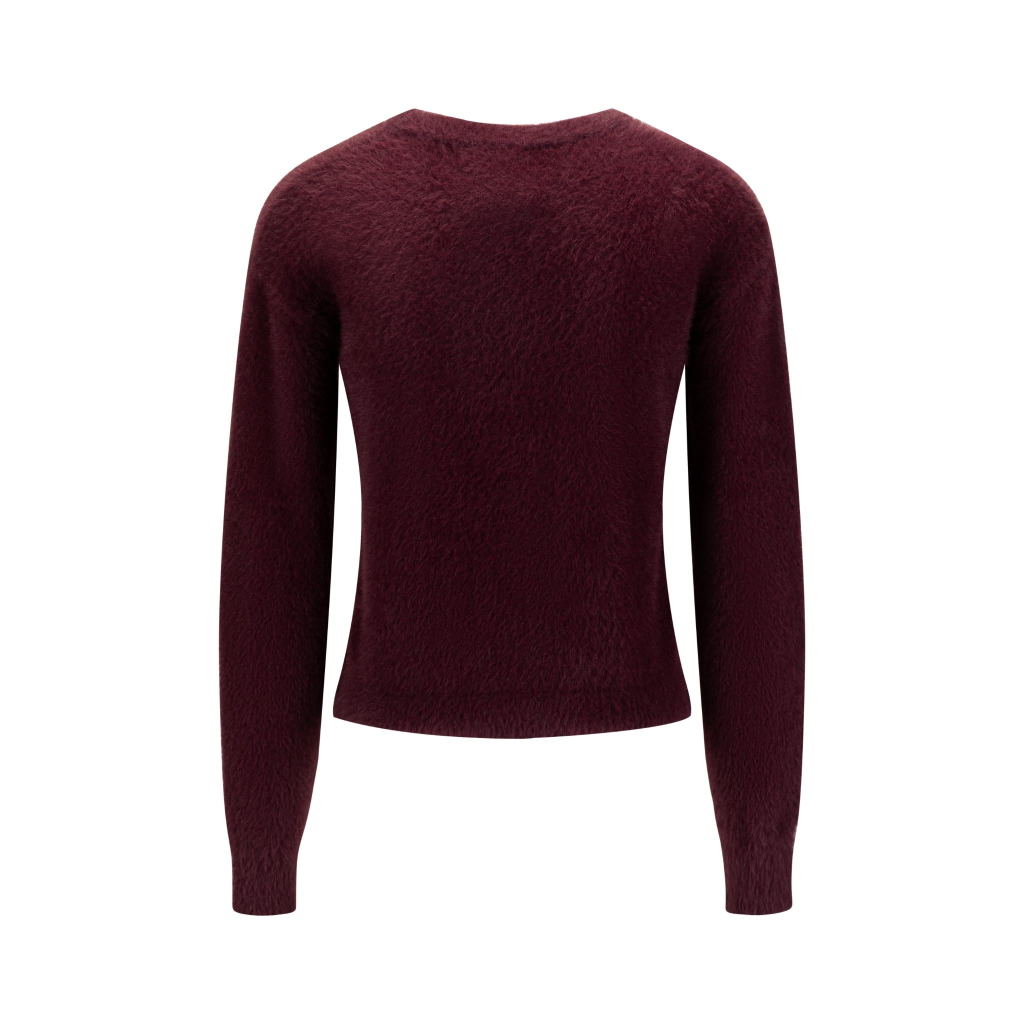 Burgundy Fuzz Knit Top