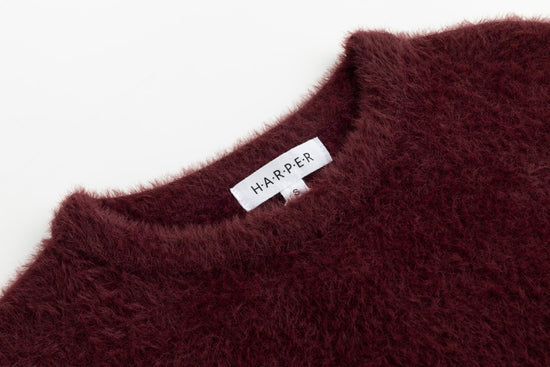Burgundy Fuzz Knit Top