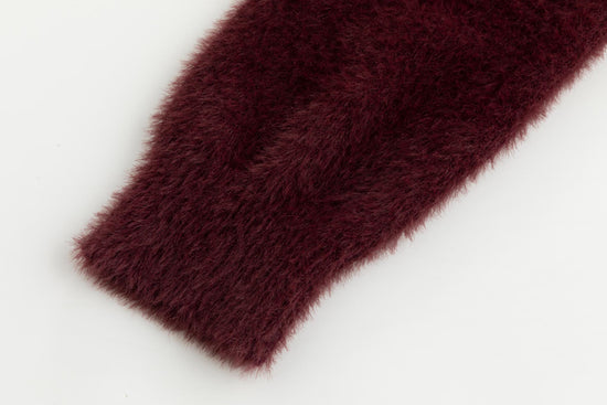 Burgundy Fuzz Knit Top
