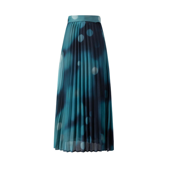 Blue Printed Accordion Pleated Skirt