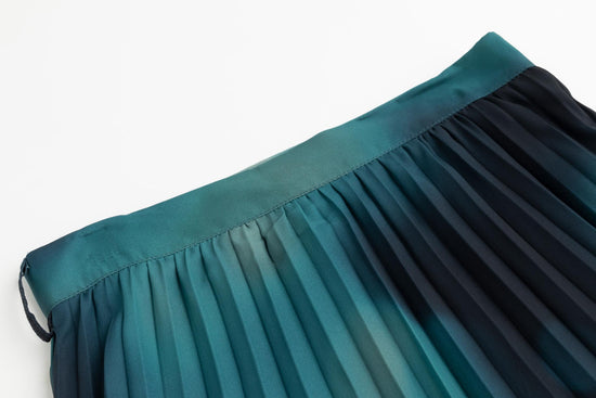Blue Printed Accordion Pleated Skirt