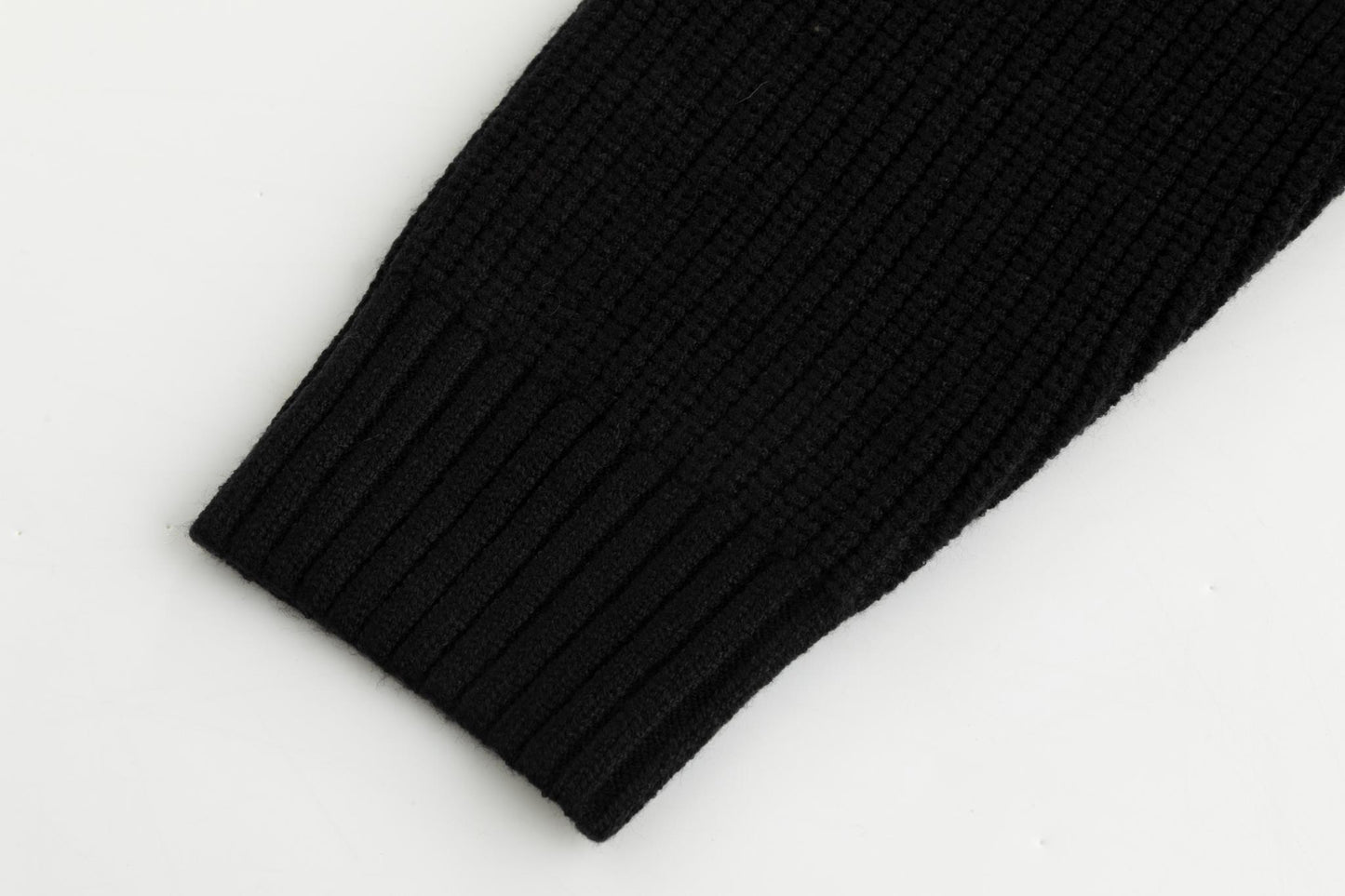 Black Knit And Velvet Zip Up Hoodie