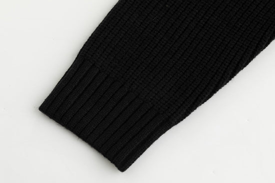Black Knit And Velvet Zip Up Hoodie